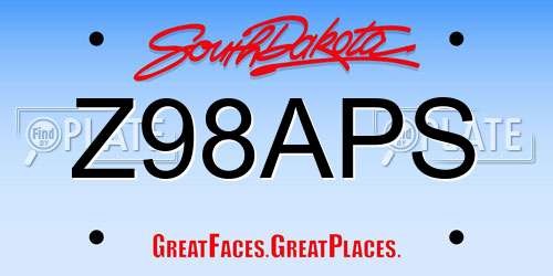 Z98APS South Dakota License Plate
