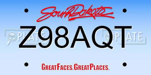 Z98AQT South Dakota License Plate