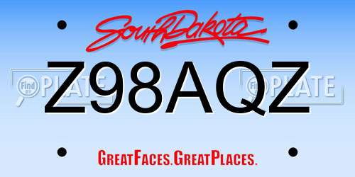 Z98AQZ South Dakota License Plate