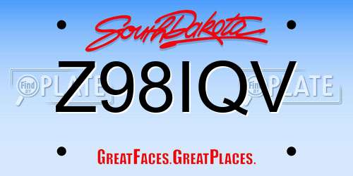 Z98IQV South Dakota License Plate