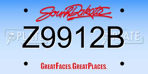 Z9912B South Dakota License Plate