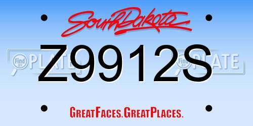 Z9912S South Dakota License Plate