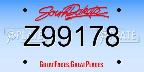 Z99178 South Dakota License Plate