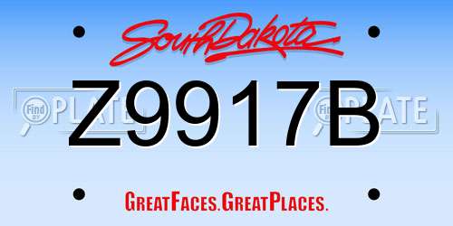 Z9917B South Dakota License Plate
