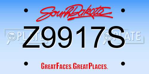 Z9917S South Dakota License Plate