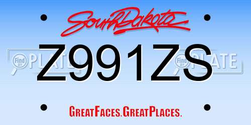 Z991ZS South Dakota License Plate