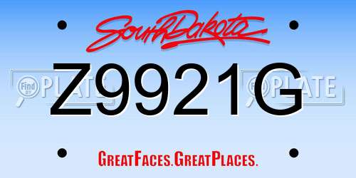 Z9921G South Dakota License Plate