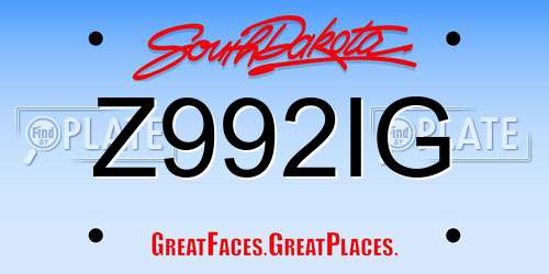 Z992IG South Dakota License Plate