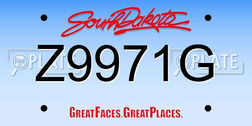 Z9971G South Dakota License Plate