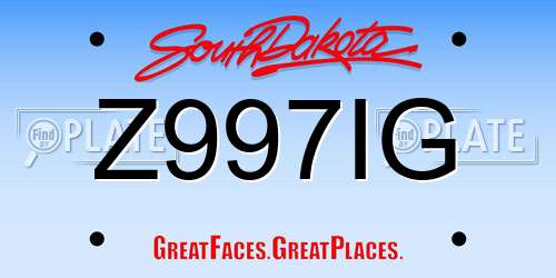 Z997IG South Dakota License Plate
