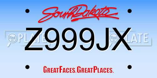 Z999JX South Dakota License Plate