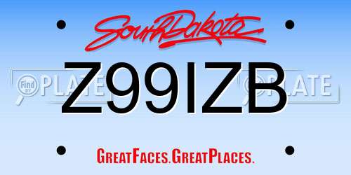 Z99IZB South Dakota License Plate