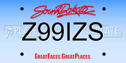 Z99IZS South Dakota License Plate