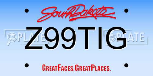 Z99TIG South Dakota License Plate