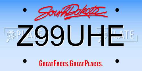 Z99UHE South Dakota License Plate