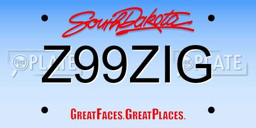 Z99ZIG South Dakota License Plate