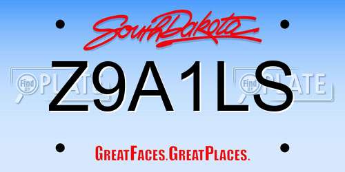 Z9A1LS South Dakota License Plate