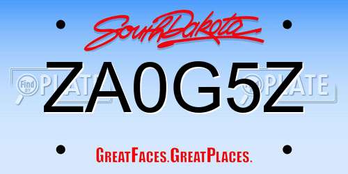 ZA0G5Z South Dakota License Plate