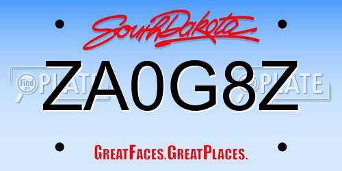 ZA0G8Z South Dakota License Plate