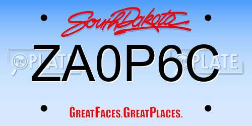 ZA0P6C South Dakota License Plate