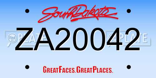 ZA20042 South Dakota License Plate