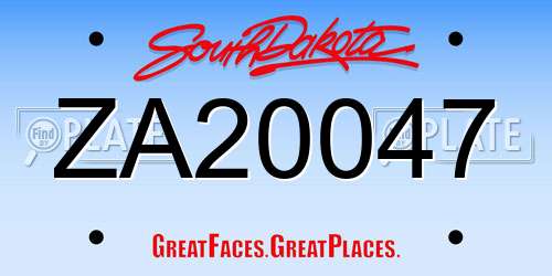 ZA20047 South Dakota License Plate