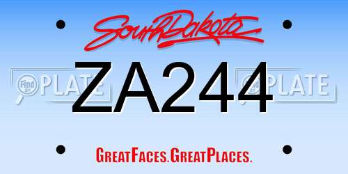ZA244 South Dakota License Plate