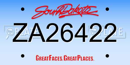 ZA26422 South Dakota License Plate
