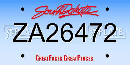 ZA26472 South Dakota License Plate