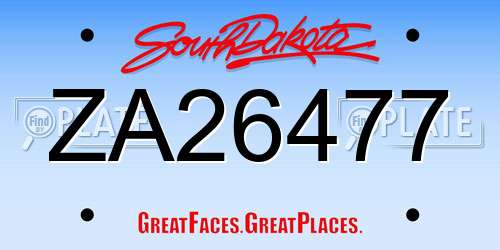ZA26477 South Dakota License Plate