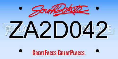 ZA2D042 South Dakota License Plate