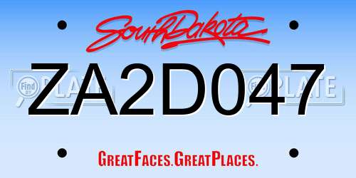 ZA2D047 South Dakota License Plate