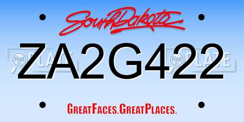 ZA2G422 South Dakota License Plate