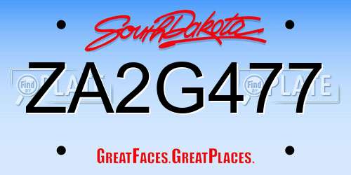 ZA2G477 South Dakota License Plate