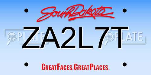 ZA2L7T South Dakota License Plate