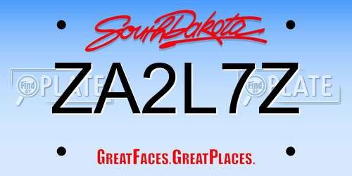 ZA2L7Z South Dakota License Plate