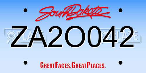 ZA2O042 South Dakota License Plate