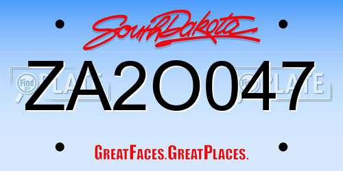ZA2O047 South Dakota License Plate