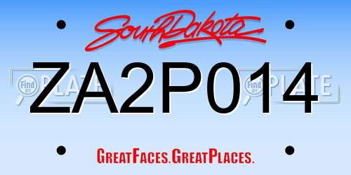 ZA2P014 South Dakota License Plate
