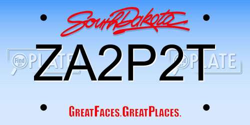 ZA2P2T South Dakota License Plate