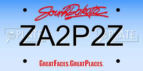 ZA2P2Z South Dakota License Plate