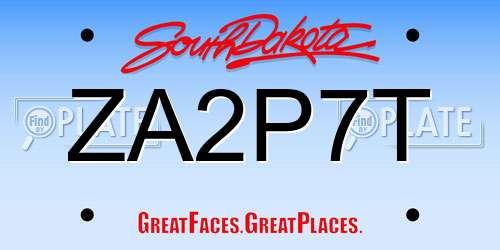 ZA2P7T South Dakota License Plate