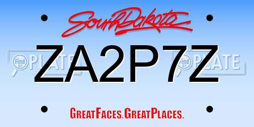 ZA2P7Z South Dakota License Plate