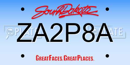 ZA2P8A South Dakota License Plate
