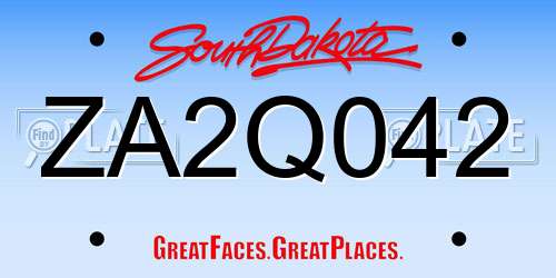 ZA2Q042 South Dakota License Plate