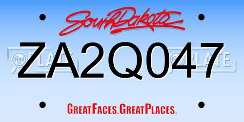 ZA2Q047 South Dakota License Plate