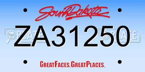 ZA31250 South Dakota License Plate