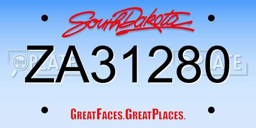 ZA31280 South Dakota License Plate