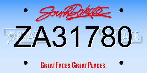 ZA31780 South Dakota License Plate