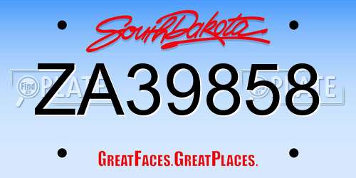 ZA39858 South Dakota License Plate